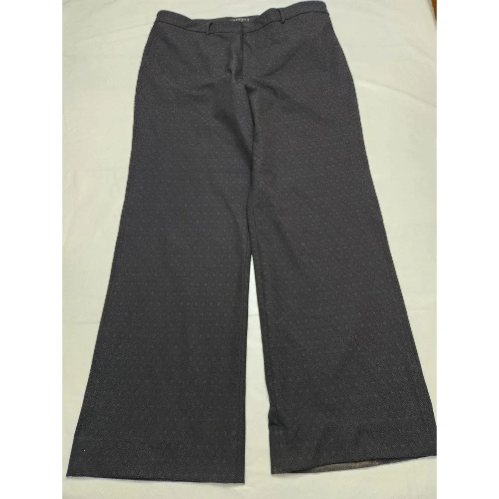 Theory Pants Womens 38x31 Black Geometric Relaxed Wide Leg Stretch Dress Pants